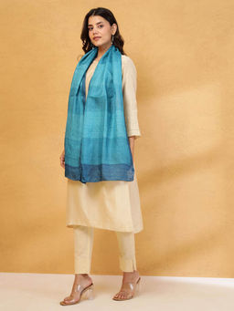 Fabindia - Blue Silk Hand Block Printed Stole