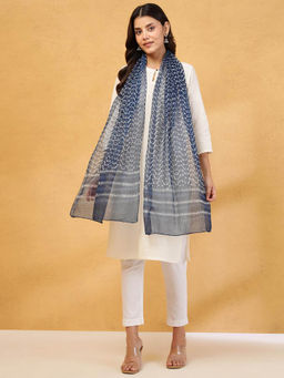 Fabindia - Indigo Cotton Silk Dabu Printed Stole