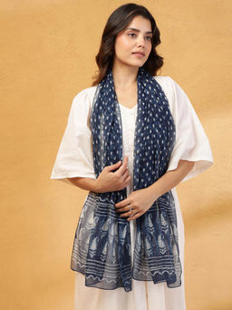 Fabindia - Indigo Cotton Silk Dabu Printed Stole