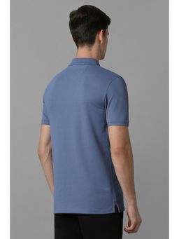 Louis Philippe - Men Navy Patterned Polo Neck T-Shirt