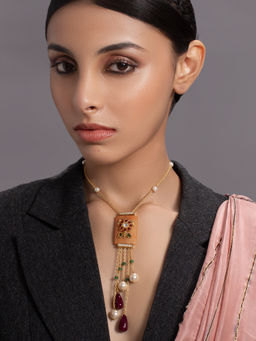 Joules By Radhika - Beautful Gold and Orange Necklace