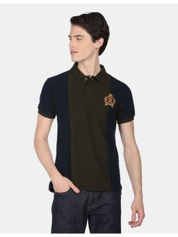 U.S. POLO ASSN. - Crest Embroidered Colour Block Polo T-shirt