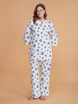 Noite Luxe - Blue Nazar Breeze Kurti with Pyjama