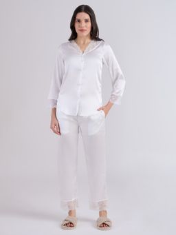 Ammarzo - White Lace Trimmed Shirt And Pyjama