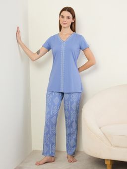 Sweet Dreams - Women's Stylish Geometric Print T-shirt with Pyjama