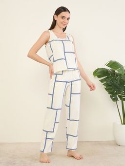 Sweet Dreams - Women's Modern Geometric Print Sleeveless T-shirt with Pyjama