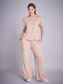 Sweet Dreams - Women's Abstract Printed T-shirt with Pyjama
