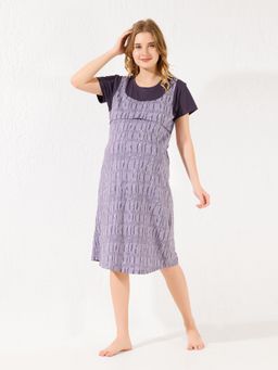 Quira - Lavender Knee-Length Long Maternity Dress
