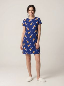 Sweet Dreams - Women's Cute Bunny Print Short Sleep Dress