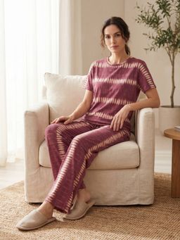Sweet Dreams - Women's Stylish Tie-Dye Stripe T-shirt with Pyjama