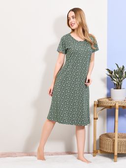 Quira - Women's Printed Regular Fit Knee-Length Short Nightdress