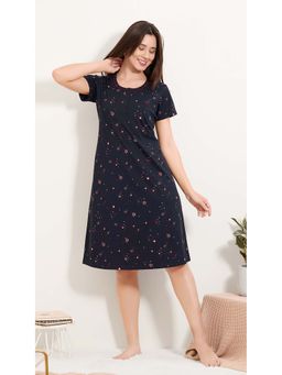 Quira - Women's Printed Regular Fit Knee-Length Short Nightdress