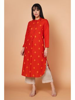 Barara Ethnic - Embroidered Straight Kurta With Front Buttons