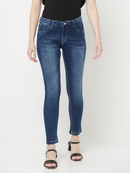 CRIMSOUNE CLUB - Women Blue Solid Light Fade Jeans