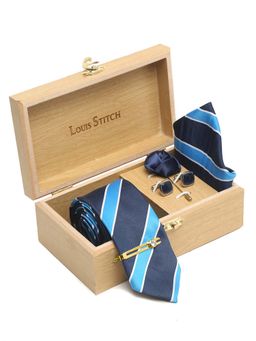 Louis Stitch - Men Multicolored Italian Silk Necktie Set With Pocket Square Cufflinks Brooch Tie