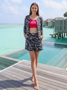 Sera - Women Black Polyester Floral Shrug