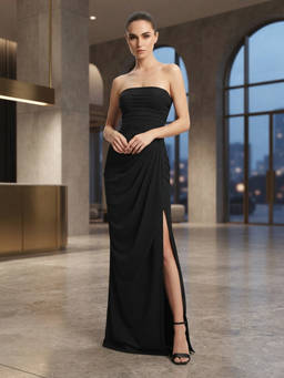 Cider - Mesh Bandeau Women's Lace-Up Bodycon Maxi Dress Black