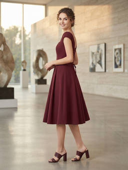 Cider - Women's Square Neck Wrap A-Line Maxi Dress Wine