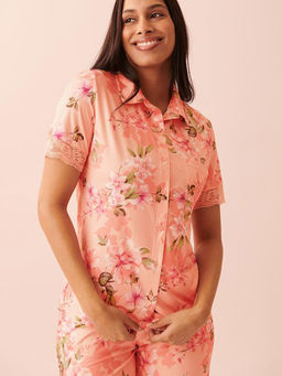 La Vie En Rose - Orange Printed Regular Shirt