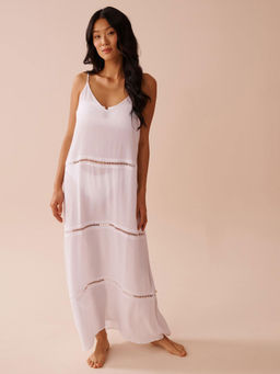 La Vie En Rose - White Solid Regular Nightdress