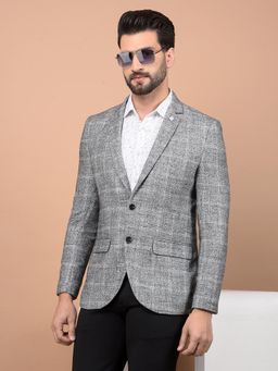 CRIMSOUNE CLUB - Mens Grey Checked Single Breasted Blazer
