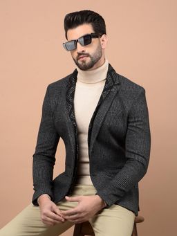 CRIMSOUNE CLUB - Mens Grey Jacquard Single Breasted Blazer