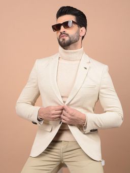 CRIMSOUNE CLUB - Mens Beige Single Breasted Blazer