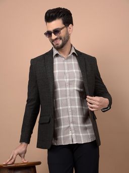CRIMSOUNE CLUB - Mens Grey Checked Single Breasted Blazer
