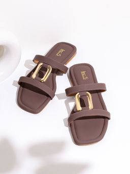 Inc.5 - Womens Brown Casual Solid Open Toe Slip-On Flats