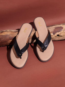 Inc.5 - Womens Black Casual Solid T-Strap Slip-On Flats