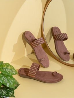 Inc.5 - Womens Peach Casual Solid One Toe Slip-On Flats