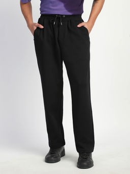 The Bear House - Black Solid Casual Trackpant