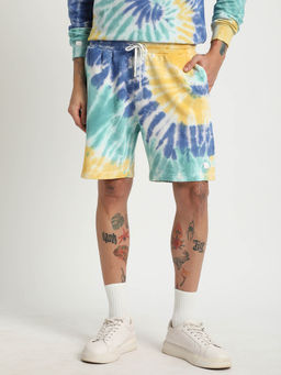 The Bear House - Men Multi-Color Tie And Dye Regular Fit Cotton Shorts