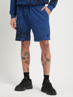 The Bear House - Men Blue Printed Regular Fit Cotton Shorts