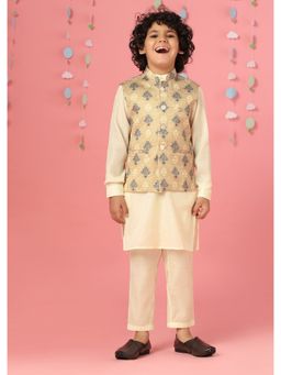 KALKI FASHION - Persian Blue Printed Kurta Set In Tussar Silk (Set of 2)