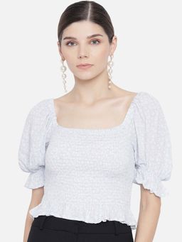 Trend Arrest - Floral Blue Smoking Crop Top