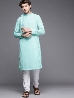 Manyavar - Green Full Sleeves Kurta with Pencil Pajama (Set of 2)