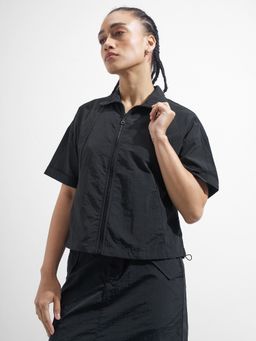 TOKYO TALKIES - Women Black Front Zipper Jacket