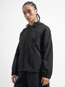TOKYO TALKIES - Women Black Solid Hooded Nylon Jacket