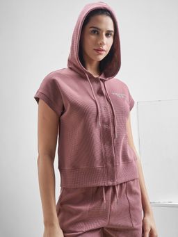 TOKYO TALKIES - Women Purple Front Open Hoodie Relaxed Jacket