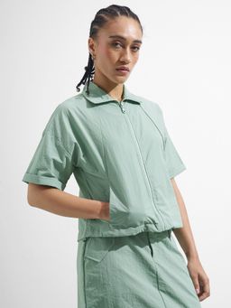 TOKYO TALKIES - Women Green Relaxed Fit Jacket