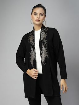 Mafadeny - Black Women Embellished Floral Small Beads And Stones Shrug