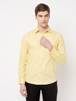 CRIMSOUNE CLUB - Men Yellow Floral Shirt