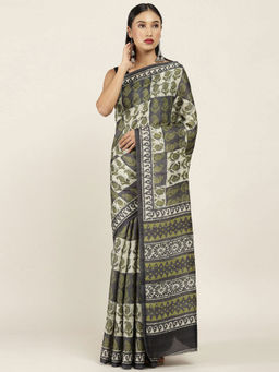 Soch - Printed Silk Blend Saree with Unstitched Blouse