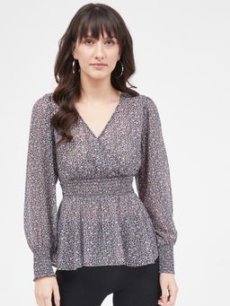 Kibo - Women Multi colour flower print Long Sleeve Top
