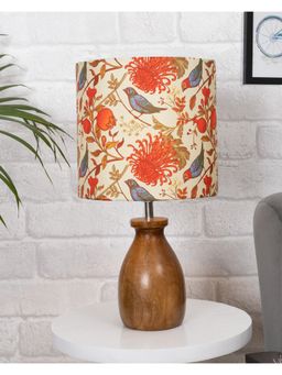 Homesake - Table Lamp Wood Dovel Pot Birds Shade