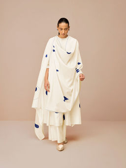 AMPM - White Ophira Printed Kurta with Palazzo and Dupatta (Set of 3)