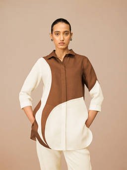 AMPM - Brown Zelda Colorblock Shirt