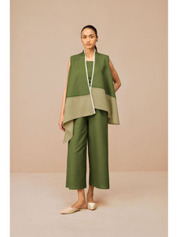 AMPM - Green Kora Solid Jacket with Inner and Palazzo (Set of 3)