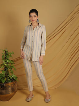 GRASS & SUNSHINE - Beige Coastal Stripe Co-Ord (Set of 2)